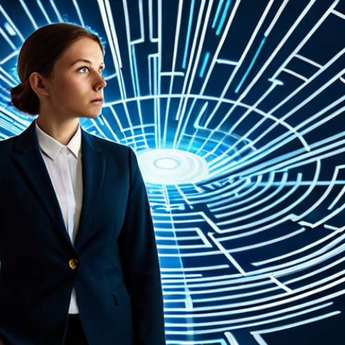 Home 6 A focused female entrepreneur, mid-career, dressed in a professional business suit. She stands thoughtfully amidst a complex digital landscape, holding a metaphorical, glowing compass, looking slightly perplexed yet determined. The background features abstract, intertwined digital lines and data visualizations that subtly resemble a maze or labyrinth, suggesting the complexities of influencer marketing. Hints of modern office elements (desk, sleek monitor in the distance) are present. Soft, ambient lighting conveys a contemplative yet hopeful atmosphere. Professional photography, high quality, studio light, cinematic, perfect anatomy, correct proportions, natural pose, well-formed hands, proper finger count, natural body proportions, fully clothed, modest clothing, appropriate attire, professional dress, safe for work, appropriate content, professional.