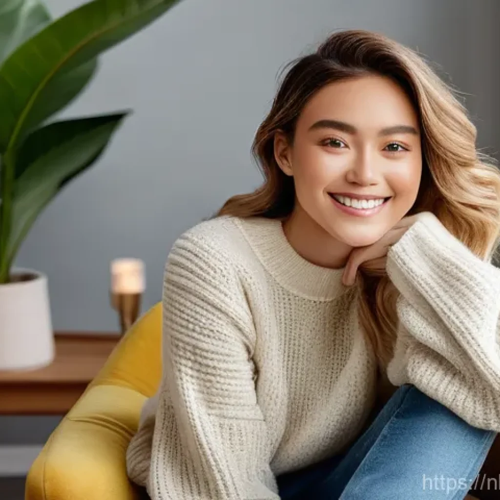 인플루언서와 브랜드 간의 신뢰 구축 방법 - **Prompt:** A cheerful, young female influencer in her late twenties, with natural makeup and styled...