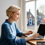 인플루언서 협업을 위한 실질적인 팁 - A vibrant Dutch influencer workspace featuring a casually dressed young adult woman with light skin ...