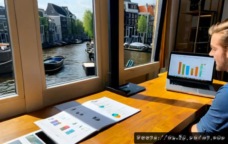 Home 17 인플루언서 협업에서의 성과 공유 방법 - Photorealistic Dutch influencer collaboration review meeting in a bright Amsterdam canal-side creati...